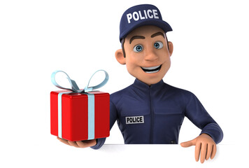 Fun 3D illustration of a cartoon Police Officer