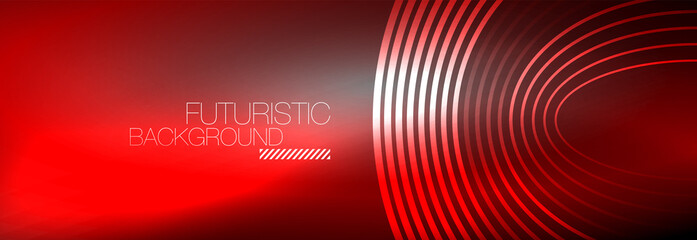 Dark abstract background with glowing neon circles. Trendy layout template for business or technology presentation, internet poster or web brochure cover, wallpaper