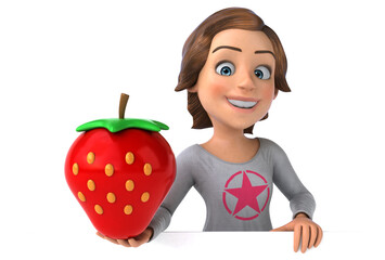 Fun 3D illustration of a cartoon teenage girl