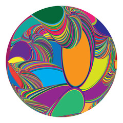 Decorative sphere. Abstract round spiral Striped design element
