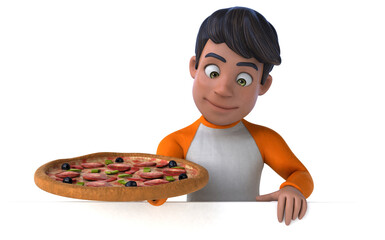 Fun 3D cartoon Asian teenager .