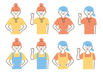 女性介護士_セット_色