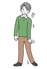 脳梗塞で半身麻痺になってしまった男性のイラスト
