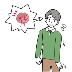 脳梗塞で半身麻痺になってしまった男性のイラスト