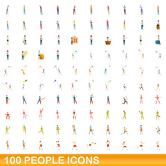 100 people icons set. Cartoon illustration of 100 people icons vector set isolated on white background
