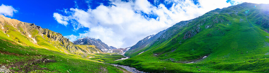 Nalati grassland with snow mountain scenery in Xinjiang,China.