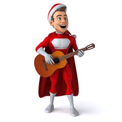 Fun 3D illustration of a fun super santa claus
