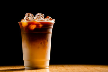 ice cold drink in black background