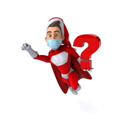 Fun 3D illustration of a cartoon Santa Claus with a mask