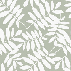 Seamless vector pattern with leaves and branches. Floral endless pattern. Summer fresh background in pastel color. Textile, fabric, wrapping paper design.