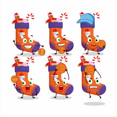 Talented christmas socks with gift cartoon character as a basketball athlete