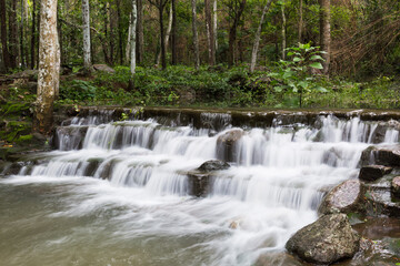 Fototapeta na wymiar Waterfall in Namtok Samlan National Park. Beautiful nature at Saraburi province Thailand