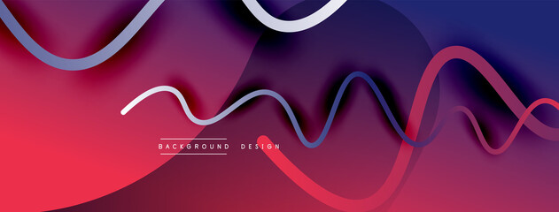 Abstract gradient background with wave line with shadow effect. Geometric composition. 3D shadow effects and fluid gradients