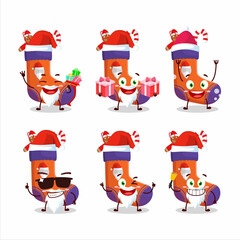 Santa Claus emoticons with christmas socks with gift cartoon character