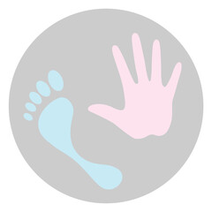 Hand and foot circle web icon on isolation background