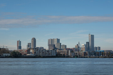 Fototapeta na wymiar The Netherlands. Skyline of Rotterdam With Erasmus Bridge and Kop van Zuid