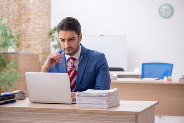 Young attractive employee working in the office