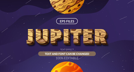 Jupiter planet cosmic astrology 3d editable text effect. eps vector file © andinur