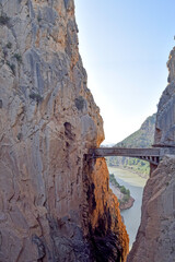 Fototapeta premium Caminito del Rey, very dangerous mountain road in the Sierra de Ardales, Malaga, Andalusia, Spain