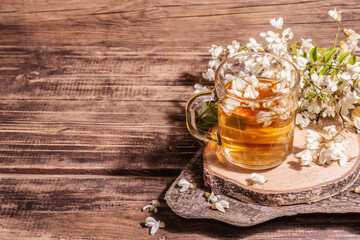 Tea from rose hips flowers, vitamin drink, hard light, dark shadow
