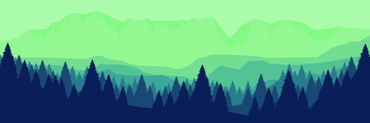 green nature landscape vector illustration for wallpaper, background, backdrop, template, banner, and tourism design