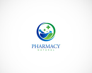pharmacy logo creative nature care leaf illustration design sign symbol medical