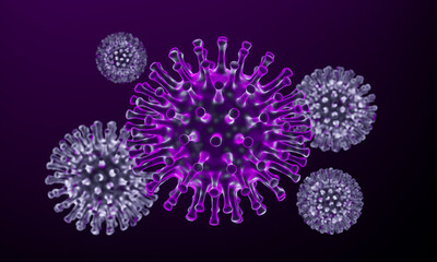 3D Microscopic Covid-19 pandemic. Virus mutation.