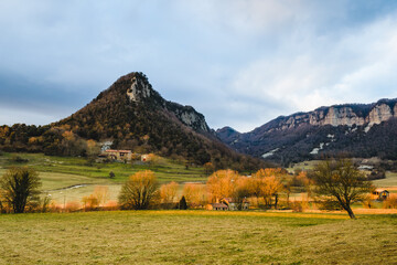 Autumn grey morning in the mountains (Osona, Serra Cabrera, Catalonia, Spain)