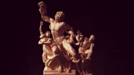 Statue Laocoon and His Sons famous ancient sculpture 3d illustration render