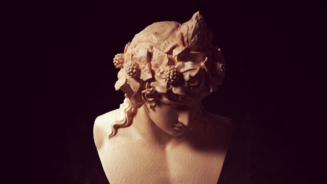 Bust of Antinous as Dionysus 3d illustration render