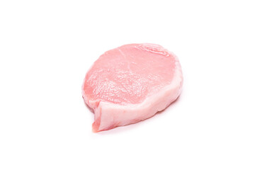 Raw pork pieces isolated on a white background.