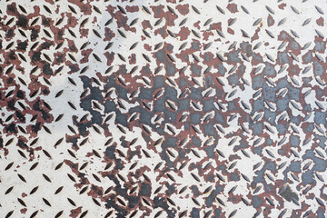 Pattern of old metal diamond plate, Surface of steel floor non-skid with rusted, Texture background