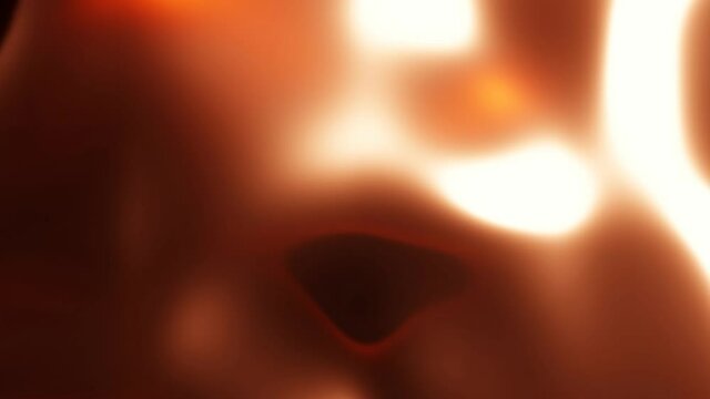abstract movement of a reflective metal or liquid from planes flowing in red and orange. 3d render