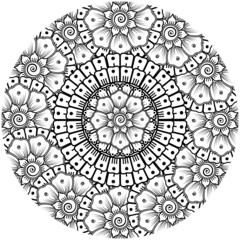 mehndi flower decorative ornament in ethnic oriental style. doodle ornament. outline hand draw.