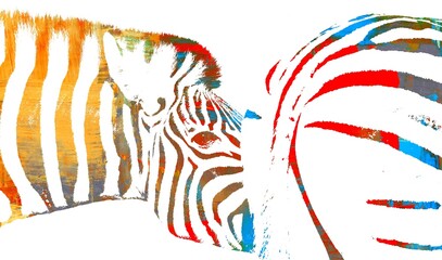colorful portrait of two Zebras abstract