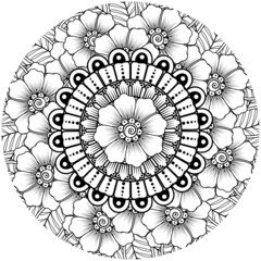 mehndi flower decorative ornament in ethnic oriental style. doodle ornament. outline hand draw.