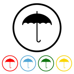 Umbrella Flat Icon with Color Variations. Umbrella icon vector illustration design element with four color variations. Vector illustration. All in a single layer. Elements for design.