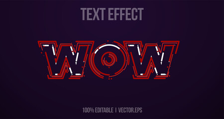 Neon wow red style Text effect adobe illustrator