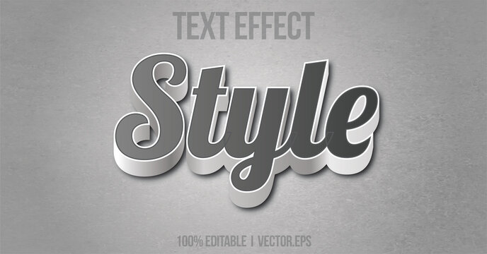 Classic gray and white  style Text effect adobe illustrator