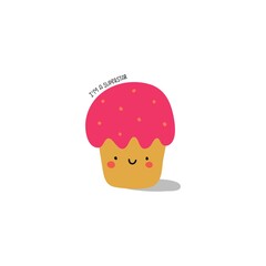 Cake with a smile and lettering I'm a superstar. Cute illustration for fabric, decor or greeting card
