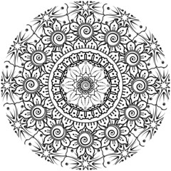 mehndi flower decorative ornament in ethnic oriental style. doodle ornament. outline hand draw.