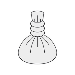 Massage SPA bag. A cloth bag with herbs or sand for a SPA procedure. Vector illustration isolated on a white background for design and web.