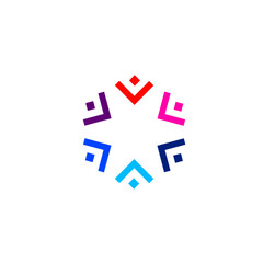 Obraz premium COLORFUL PEOPLE TOGETHER, PEOPLE UNION SIGN, SYMBOL, LOGO ISOLATED ON WHITE