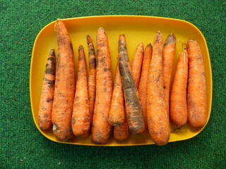 Despite adequate storage in the vegetable compartment of the refrigerator, these carrots looked so unsavory after 3 days, full of mold.