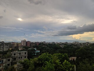 Fototapeta na wymiar time clouds over city