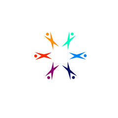 Obraz premium Colorful People Together, Coworking People, People Union, Multicultural People Team, Teamwork, Business People Sign, Symbol, Logo isolated on White