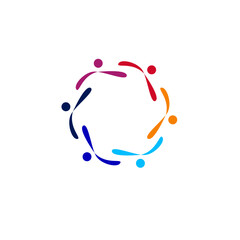 Colorful People Together, Coworking People, People Union, Multicultural People Team, Teamwork, Business People Sign, Symbol, Logo isolated on White