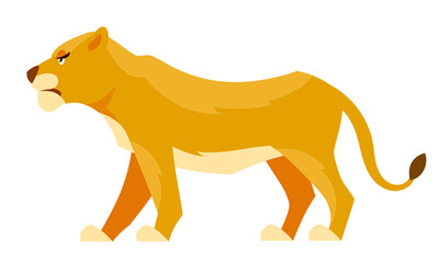 Lioness side view. African animal in cartoon style.