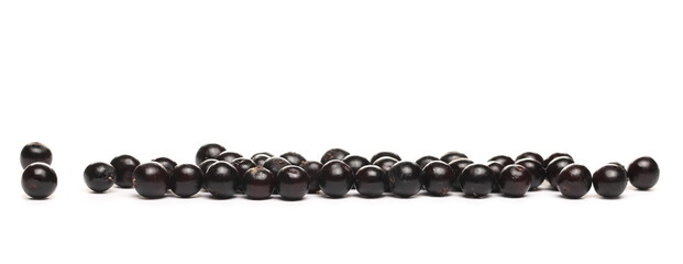 Elderberries, elder berries pile, isolated on white background