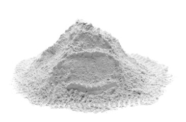 Dry plaster powder pile isolated on white background